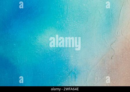 Fond de peinture abstraite vierge, thème de la plage, dégradé bleu et orange, peinture acrylique sur toile texturée, concept d'été. Banque D'Images