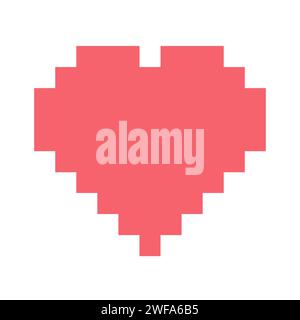 Émoticône ou emoji simple cœur rouge dans le style pixel, illustration vectorielle Illustration de Vecteur
