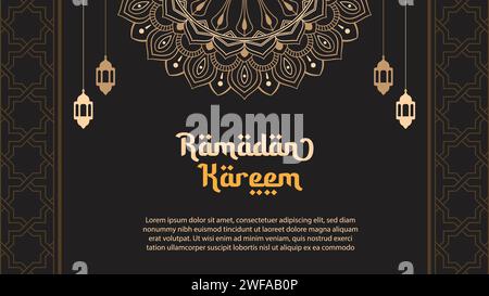 Conception de carte de voeux pour Ramadan Kareem, fond islamique avec mandala Illustration de Vecteur