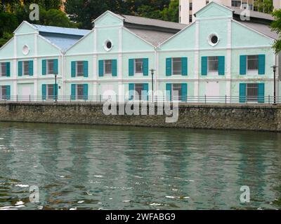 L'hôtel Warehouse à Robertson Quay sur les rives de la rivière Singapour, autrefois un entrepôt ou un entrepôt du 19e siècle. Banque D'Images