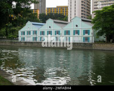 L'hôtel Warehouse à Robertson Quay sur les rives de la rivière Singapour, autrefois un entrepôt ou un entrepôt du 19e siècle. Banque D'Images