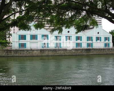 L'hôtel Warehouse à Robertson Quay sur les rives de la rivière Singapour, autrefois un entrepôt ou un entrepôt du 19e siècle. Banque D'Images