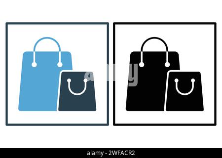 Icône de sac à provisions. icône liée aux zones de shopping et de vente au détail. style d'icône solide. illustration de l'élément Illustration de Vecteur