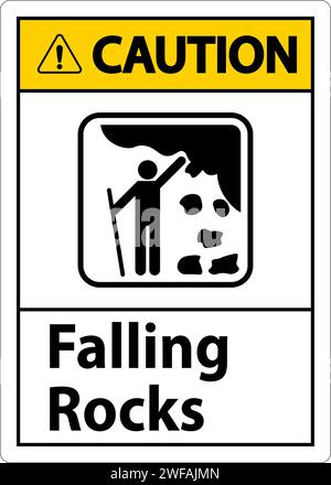 Panneau d'avertissement, panneau de stationnement et panneau de guidage, chutes de pierres Illustration de Vecteur
