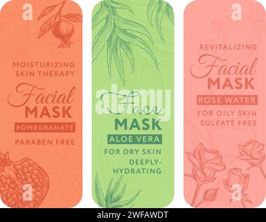 Étiquettes et emblèmes pour vecteur de produits de masque facial Illustration de Vecteur