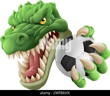 Crocodile Dinosaur Alligator Soccer Mascot Illustration de Vecteur