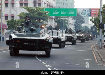 Colombo, Sri Lanka. 30 janvier 2024. La répétition de la parade du jour de l'indépendance a lieu à Colombo, au Sri Lanka, le 30 janvier 2024. Le Sri Lanka célébrera son 76e jour de l’indépendance le 4 février. Crédit : Ajith Perera/Xinhua/Alamy Live News Banque D'Images