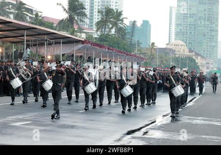 Colombo, Sri Lanka. 30 janvier 2024. La répétition de la parade du jour de l'indépendance a lieu à Colombo, au Sri Lanka, le 30 janvier 2024. Le Sri Lanka célébrera son 76e jour de l’indépendance le 4 février. Crédit : Ajith Perera/Xinhua/Alamy Live News Banque D'Images