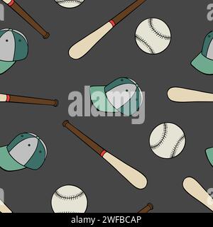 Foulard de batte de baseball de vecteur de motif sans couture de baseball Illustration de Vecteur