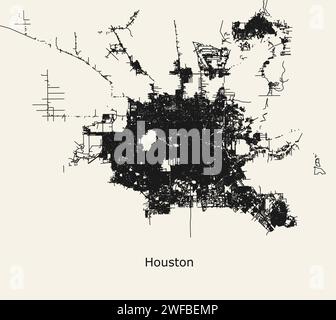 Carte routière de Houston, Texas, États-Unis Illustration de Vecteur