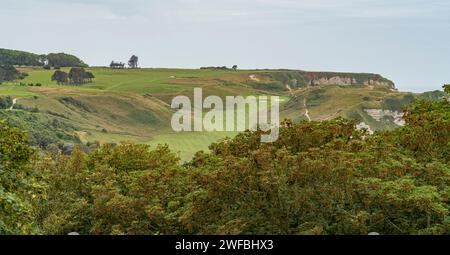 Paysage côtier autour d'Etretat, une commune du département de Seine-Maritime dans la région Normandie du Nord-Ouest de la France Banque D'Images