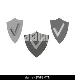 Ensemble de boucliers verts avec coche blanche, symbolisant la sécurité, la protection et le symbole de vérification. Illustration vectorielle. SPE 10. Image de stock. Illustration de Vecteur