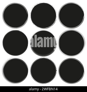 Formes rondes grunge noires. Les traits de pinceau encerclent les éléments. Illustration vectorielle. SPE 10. Image de stock. Illustration de Vecteur