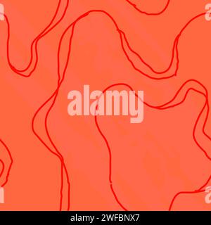 Motif trippy sans couture ondulé avec des textures grunge. Motif sans couture d'impression abstraite colorée de Squiggles, spirale griffonnante et lignes ondulées. rétro 80s st Illustration de Vecteur