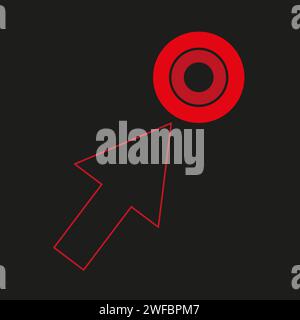Aller à la flèche cible. Éléments rouges sur fond noir. Graphique d'activité. Symbole de mission. Illustration vectorielle. Image de stock. SPE 10. Illustration de Vecteur