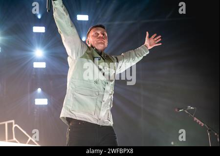 Copenhague, Danemark. 29 janvier 2024. Le groupe britannique metalcore Architects donne un concert live au Forum Black Box à Frederiksberg, Copenhague. Ici, le chanteur Sam carter est vu en direct sur scène. (Crédit photo : Gonzales photo/Alamy Live News Banque D'Images