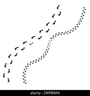 Traces de chien d'homme noir sur fond blanc. Illustration vectorielle. SPE 10. Illustration de Vecteur
