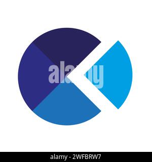 Parties bleues de l'icône ronde. Infographie du segment. Diagramme de cycle. Contexte commercial. Illustration vectorielle. Image de stock. SPE 10. Illustration de Vecteur