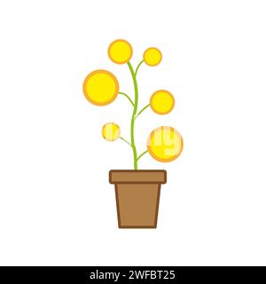 Fleur de dessin animé jaune. Elément de conception. Motif floral végétal. Arrière-plan naturel. Illustration vectorielle. image de stock. SPE 10. Illustration de Vecteur