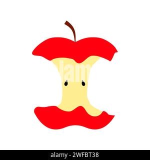 Icône de pomme rouge mordue. Style dessin animé. Sans feuille. Fond de fruits. Nourriture naturelle. Illustration vectorielle. Image de stock. SPE 10. Illustration de Vecteur