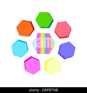 Hexagones colorés. Arrière-plan de la technologie numérique. Motif géométrique. Affiche, bannière média. Illustration vectorielle. Image de stock. SPE 10. Illustration de Vecteur