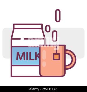 bouteille de dessin animé de tasse de lait. Elément de conception. Illustration vectorielle. image de stock. SPE 10. Illustration de Vecteur