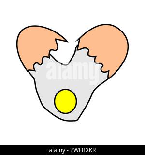 Oeuf de poule cassé. Nourriture du petit déjeuner. Procédé de cuisson. Design réaliste. Dessin animé. Illustration vectorielle. Image de stock. SPE 10. Illustration de Vecteur