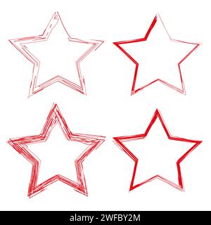 Silhouette d'étoile d'encre rouge sur fond blanc. Pinceau peinture abstraite à main levée. Illustration vectorielle. Image de stock. SPE 10. Illustration de Vecteur