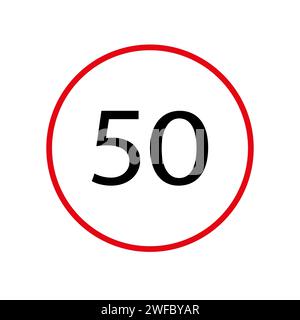 panneau de limite de vitesse 50 km/h. Panneau de signalisation isolé. Icône attention. Code de la route. Illustration vectorielle. Image de stock. SPE 10. Illustration de Vecteur