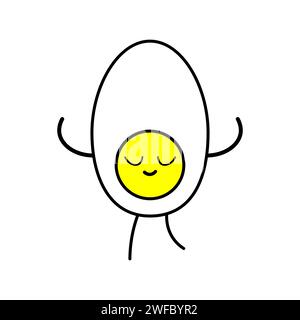 Personnage d'oeuf. Style dessin animé. Design moderne. Icône de nourriture mignonne. L'art comique Conception plate. Illustration vectorielle. Image de stock. SPE 10. Illustration de Vecteur