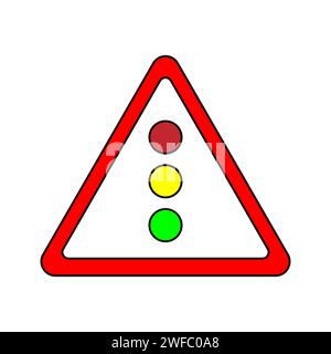 Panneau de signalisation avant. Emblème routier. Icône informations. Forme triangulaire rouge. Illustration vectorielle. Image de stock. SPE 10. Illustration de Vecteur