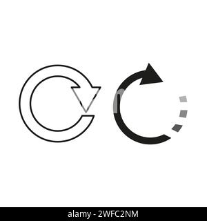 Icône de flèche circulaire. Gras et mince. Recharger l'emblème. Redémarrer le signe. Mettre à jour le symbole. Illustration vectorielle. Image de stock. SPE 10. Illustration de Vecteur