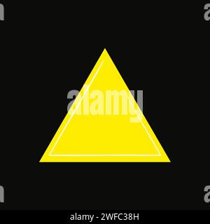 Icône blanche de triangle jaune. Lignes blanches. Figure géométrique isolée. Signe d'avertissement. Illustration vectorielle. Image de stock. SPE 10. Illustration de Vecteur