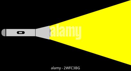Icône de lampe de poche brillante. Outil électrique. Design moderne. Fond noir. Dessin au trait Illustration vectorielle. Image de stock. SPE 10. Illustration de Vecteur