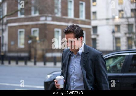 Londres, Royaume-Uni. 30 janvier 2024. Johnny Mercer, ministre des anciens combattants arrivée au cabinet pour une réunion du cabinet 70 Whitehall Credit : Richard Lincoln/Alamy Live News Banque D'Images