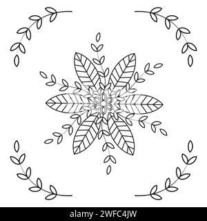 bannière avec couronne de feuilles orange. Motif floral végétal. Décoration de carte de mariage. Illustration vectorielle. Image de stock. SPE 10. Illustration de Vecteur