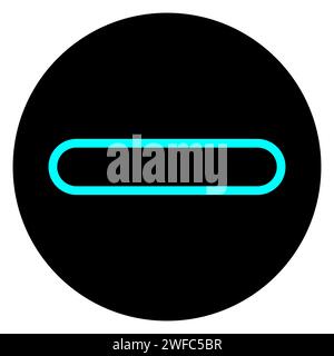 Icône moins dans le cercle. Elément mathématique. Panneau turquoise en noir. Symbole de la calculatrice. Illustration vectorielle. Image de stock. SPE 10. Illustration de Vecteur