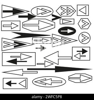 différentes flèches droites. Set pour la conception décorative. Éléments graphiques. Illustration vectorielle. image de stock. SPE 10. Illustration de Vecteur