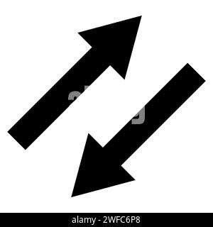 Icône flèches diagonales. Double signe. Concept de navigation. Haut et bas. Insigne de bouton. Illustration vectorielle. Image de stock. SPE 10. Illustration de Vecteur