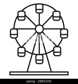 icône de la grande roue noire. Logo de ligne de construction. Illustration vectorielle. Image de stock. SPE 10. Illustration de Vecteur