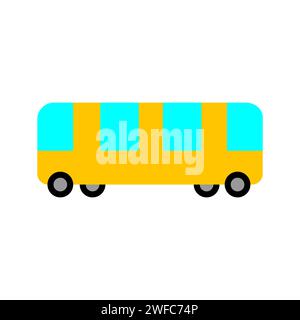 Icône de bus de dessin animé. École grande auto. Type de transport. Ligne plate. Dessiné à la main. Design artistique. Illustration vectorielle. Image de stock. SPE 10. Illustration de Vecteur