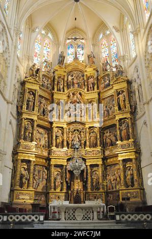 Ville de Burgos, Catedral de Santa Maria. Capilla Mayor (XIIIe siècle) y Retablo Mayor (XVIe siècle). Province de Burgos, Castilla y Leon, Espagne. Banque D'Images