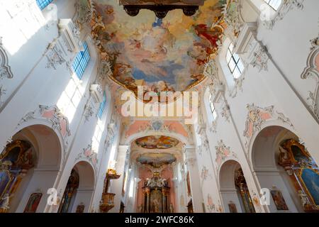 Intérieur de la cathédrale d’Arlesheim. Œuvre de premier plan dans le style baroque. La cathédrale catholique romaine d’Arlesheim est l’une des premières églises baroques de Suisse Banque D'Images