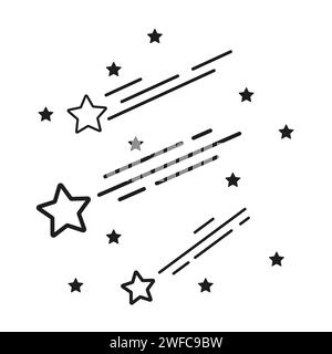 Étoiles filantes noires. Espace arrière-plan. Silhouette de Noël. Illustration vectorielle. Image de stock. SPE 10. Illustration de Vecteur