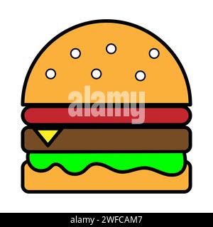 Hamburger de dessin animé américain. Illustration alimentaire. Illustration vectorielle. image de stock. SPE 10. Illustration de Vecteur