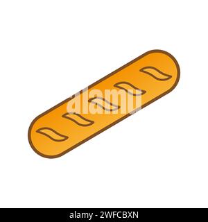 pain de dessin animé jaune. Baguette de dessin animé. Icône alimentaire. Illustration vectorielle. Image de stock. SPE 10. Illustration de Vecteur