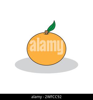 3d fruit orange. Fruit orange réaliste. Signe de feuille de plante. Illustration vectorielle. image de stock. SPE 10. Illustration de Vecteur