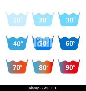 icônes de température de lavage. Lavage à différentes températures. Illustration vectorielle. SPE 10. Illustration de Vecteur