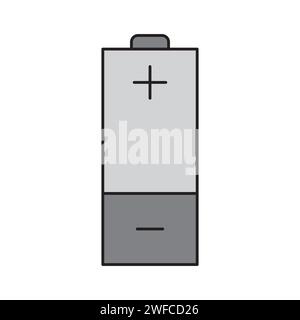 Batterie grise, grande conception pour tous les buts. Alimentation électrique. Bouton avec pile grise. Illustration vectorielle. image de stock. SPE 10. Illustration de Vecteur