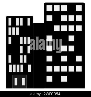 maison multiétage noir sur fond blanc. Bâtiment, ville. Illustration vectorielle. image de stock. SPE 10. Illustration de Vecteur